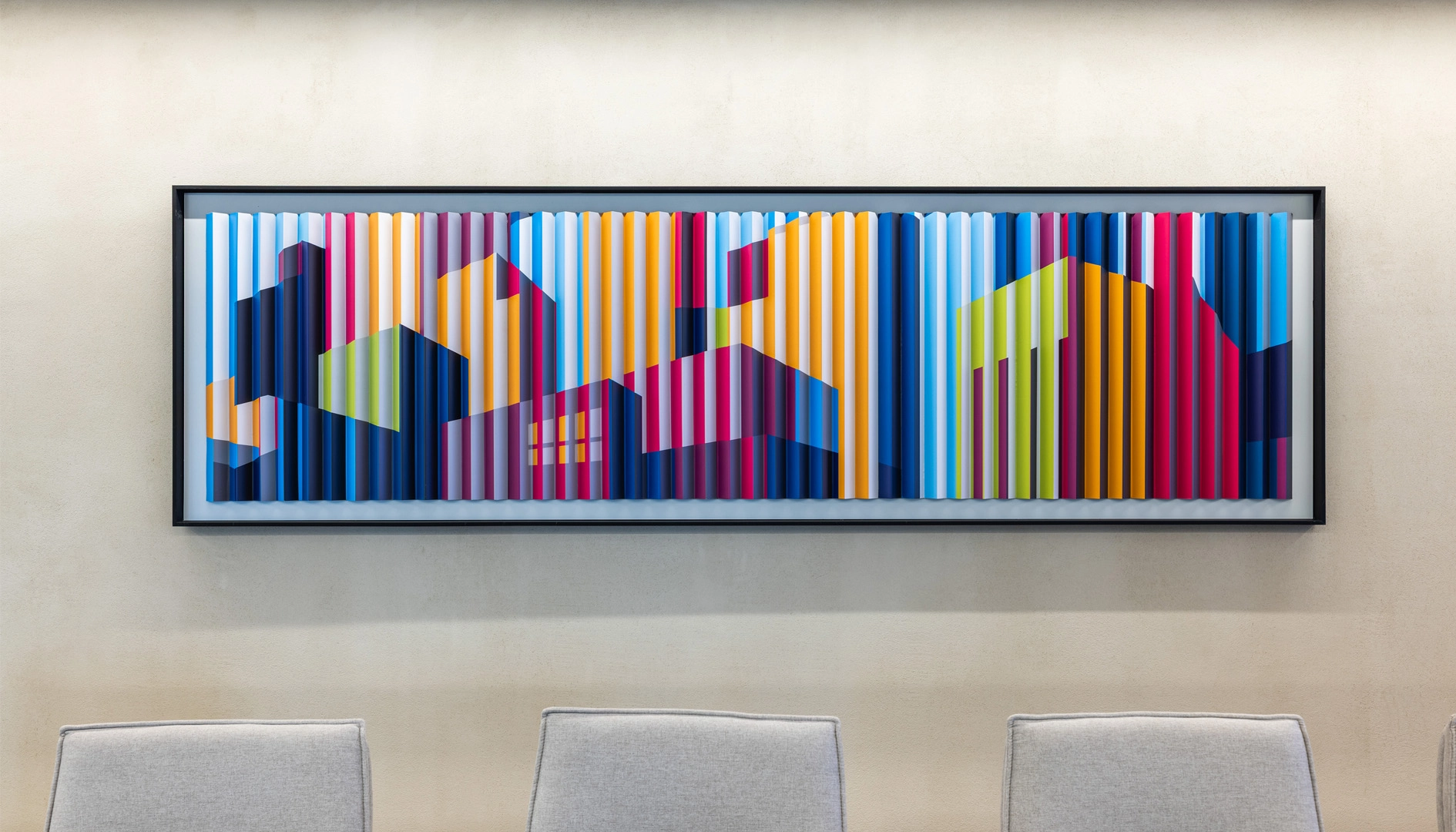 Custom 3D accordion dual-view wall art installation