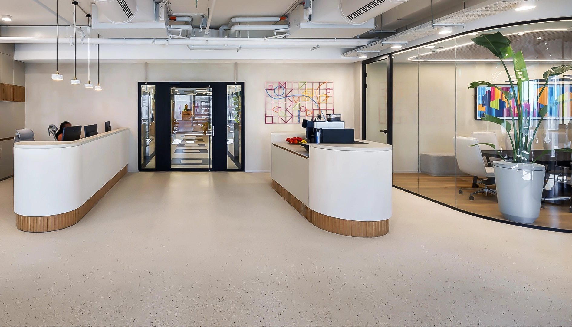 spatial graphic design featuring 3D wall art and die-cut vinyl window graphics