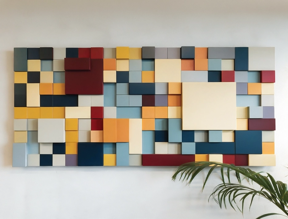 Custom 3D Geometric painted Wood Block Wall Art