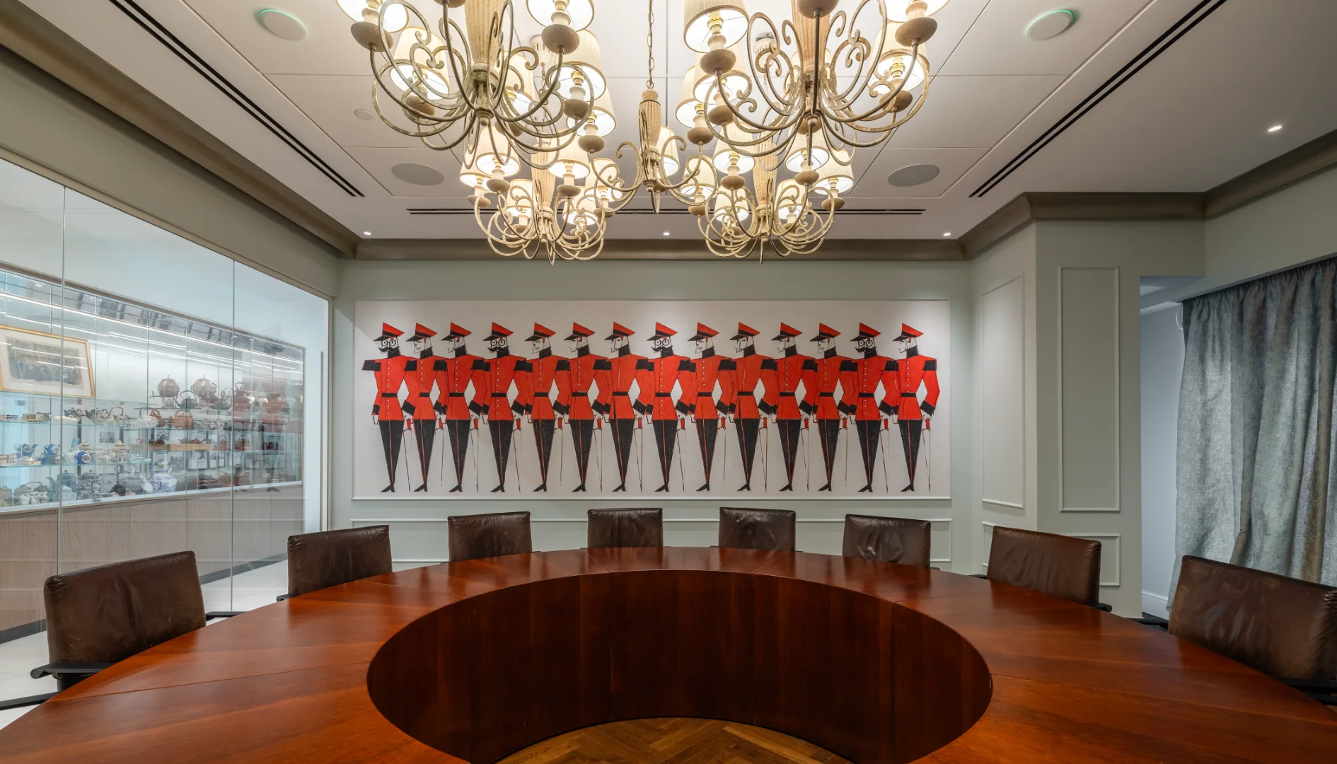 Spatial branding and custom wall art installation in corporate conference room