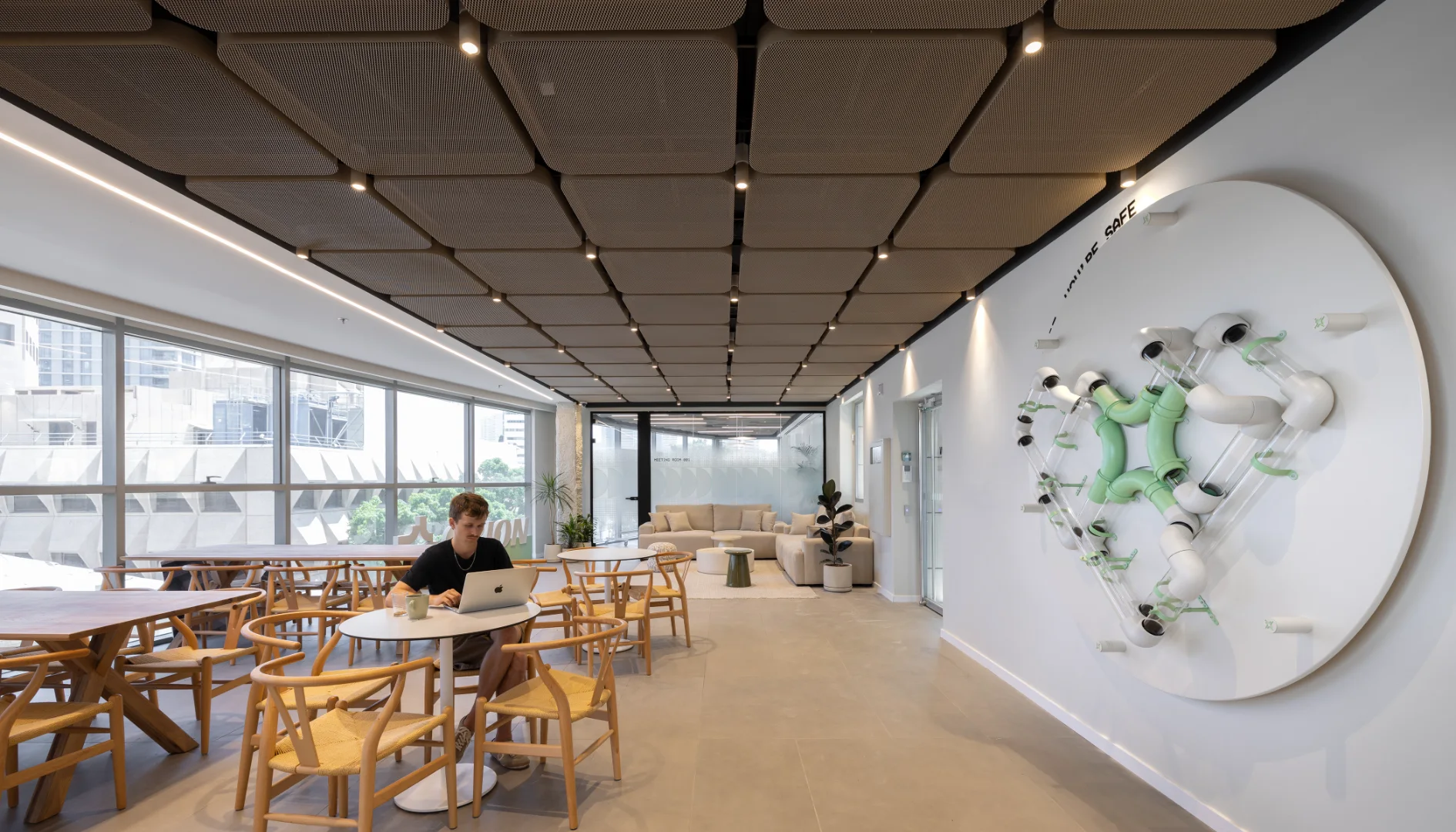 Spatial Graphic Design. Interactive 3D Wall Installation.